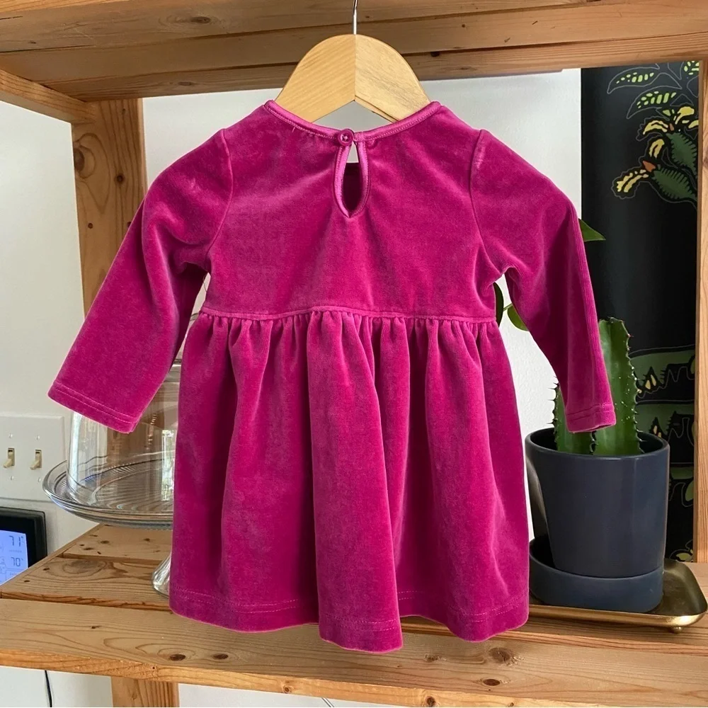 Hanna Andersson Magenta Pink Velvet Long Sleeve Dress